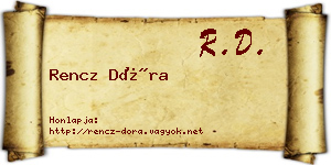Rencz Dóra névjegykártya